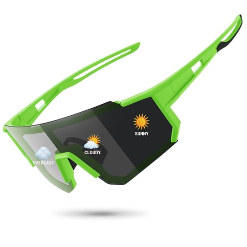STORYCOAST Polarized Sports Sunglasses for Men Women,Driving Fishing Cycling Mountain Bike Sunglasses UV400 Protection Clear Gray Frame-Dark Blue Mirror Lens