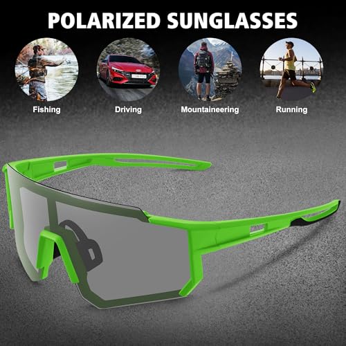 STORYCOAST Polarized Sports Sunglasses for Men Women,Driving Fishing Cycling Mountain Bike Sunglasses UV400 Protection Clear Gray Frame-Dark Blue Mirror Lens