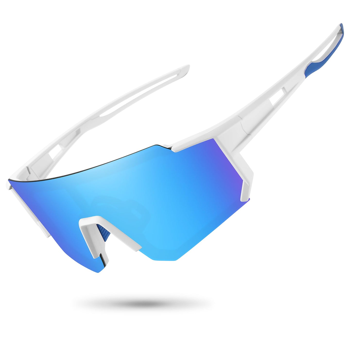 STORYCOAST Polarized Sports Sunglasses for Men Women,Driving Fishing Cycling Mountain Bike Sunglasses UV400 Protection Clear Gray Frame-Dark Blue Mirror Lens