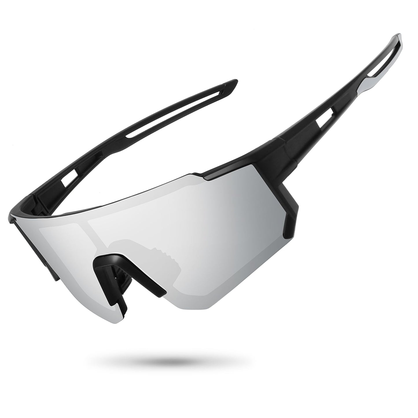 STORYCOAST Polarized Sports Sunglasses for Men Women,Driving Fishing Cycling Mountain Bike Sunglasses UV400 Protection Clear Gray Frame-Dark Blue Mirror Lens