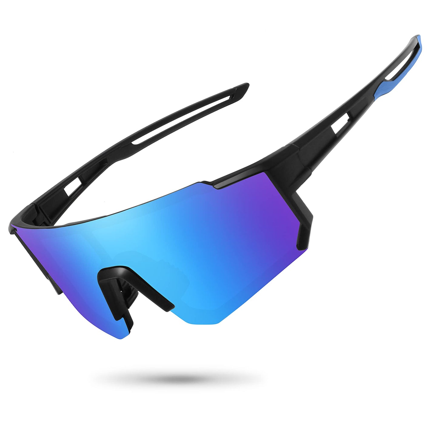 STORYCOAST Polarized Sports Sunglasses for Men Women,Driving Fishing Cycling Mountain Bike Sunglasses UV400 Protection Clear Gray Frame-Dark Blue Mirror Lens