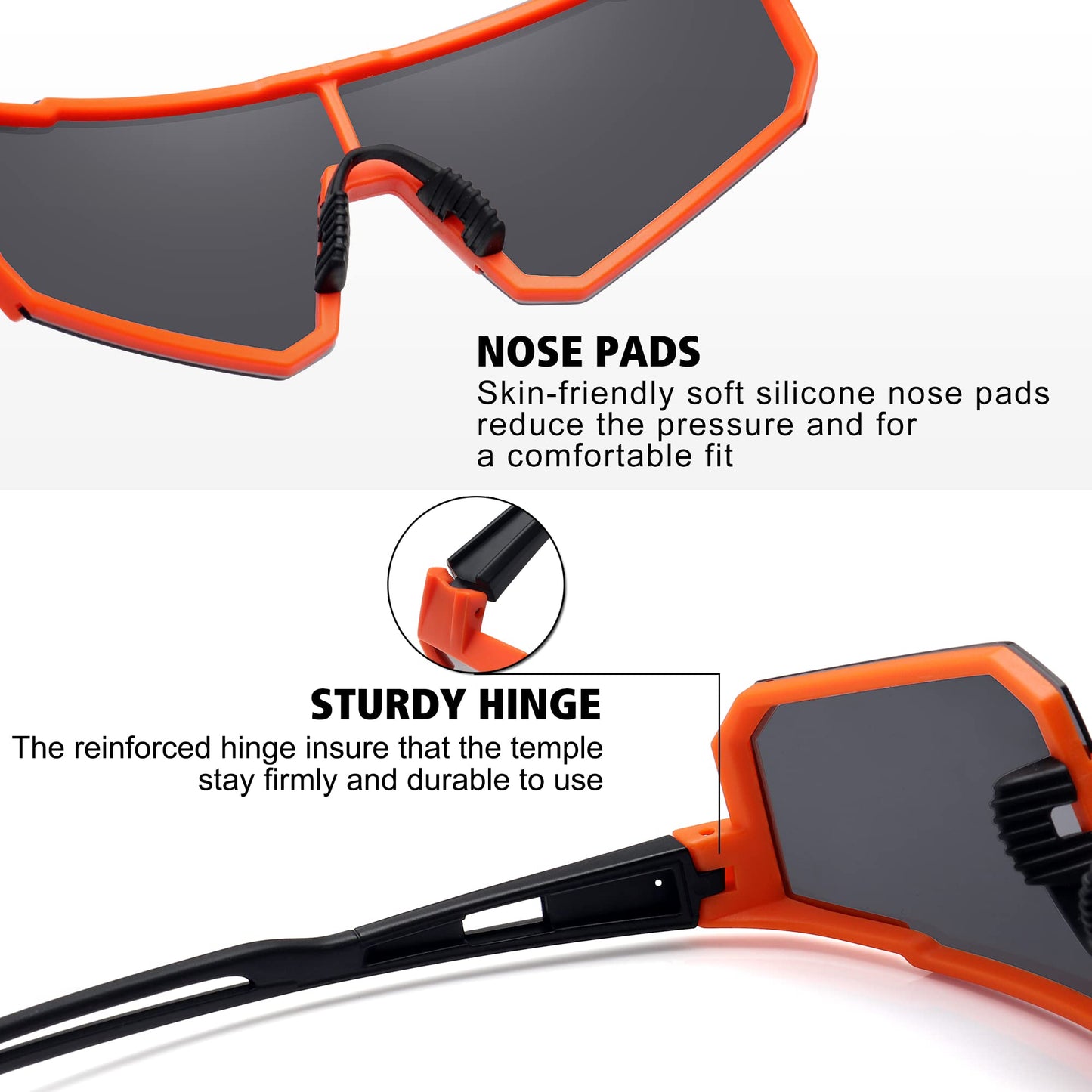 STORYCOAST Polarized Sports Sunglasses for Men Women,Driving Fishing Cycling Mountain Bike Sunglasses UV400 Protection Clear Gray Frame-Dark Blue Mirror Lens