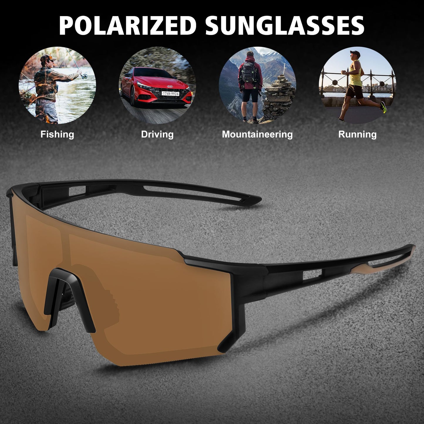 STORYCOAST Polarized Sports Sunglasses for Men Women,Driving Fishing Cycling Mountain Bike Sunglasses UV400 Protection Clear Gray Frame-Dark Blue Mirror Lens