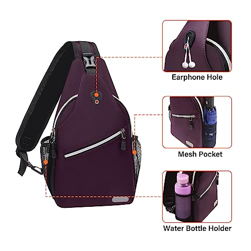 MOSISO Sling Backpack, Multipurpose Crossbody Shoulder Bag Travel Hiking Daypack, Airy Blue, Medium