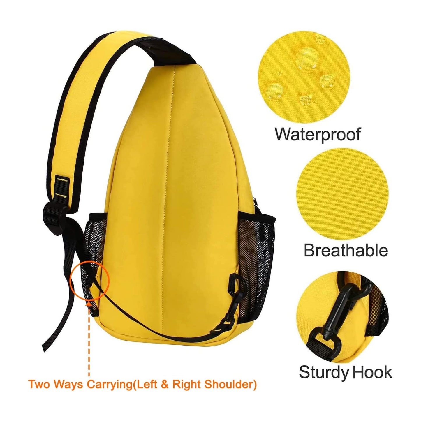 MOSISO Sling Backpack, Multipurpose Crossbody Shoulder Bag Travel Hiking Daypack, Airy Blue, Medium