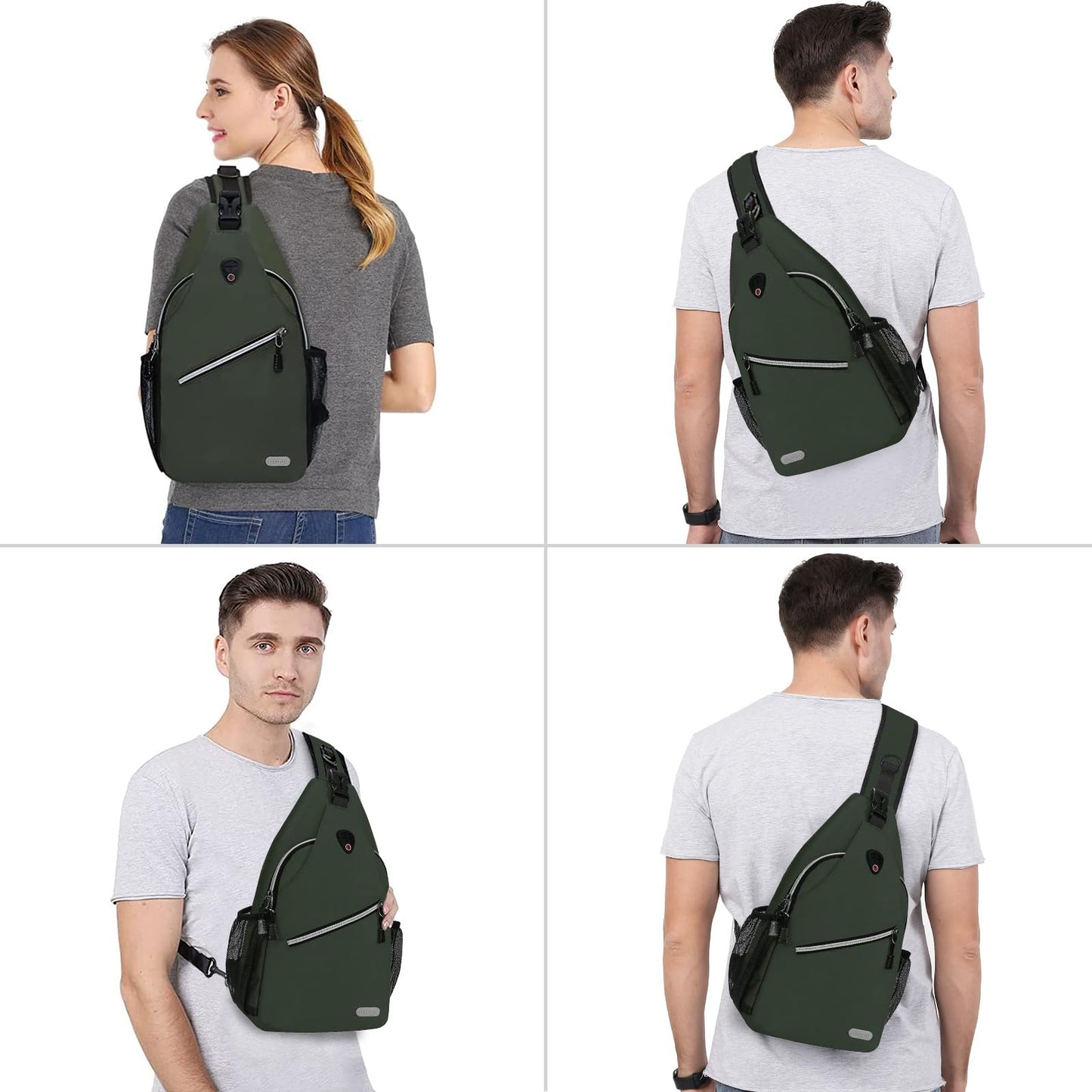 MOSISO Sling Backpack, Multipurpose Crossbody Shoulder Bag Travel Hiking Daypack, Airy Blue, Medium