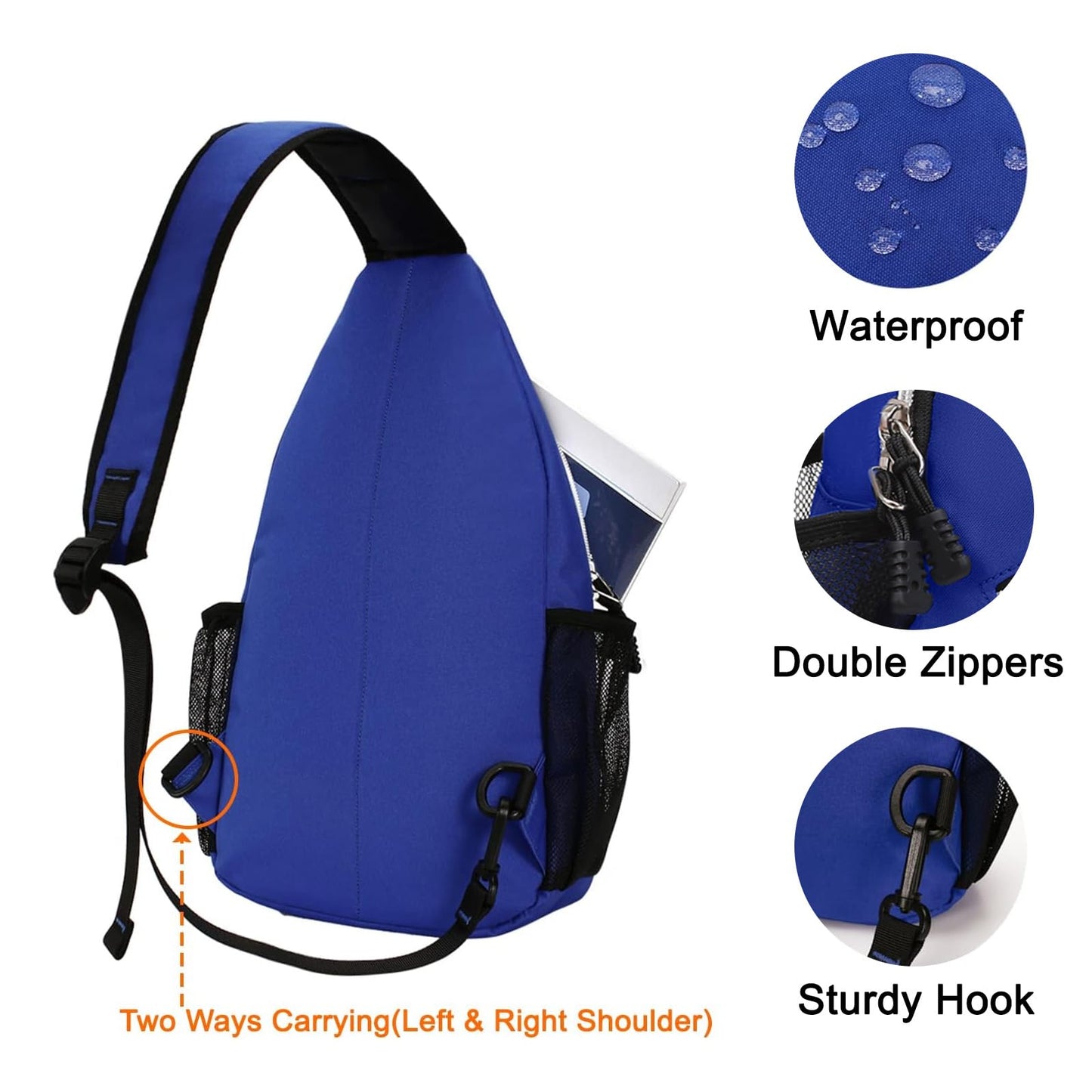 MOSISO Sling Backpack, Multipurpose Crossbody Shoulder Bag Travel Hiking Daypack, Airy Blue, Medium