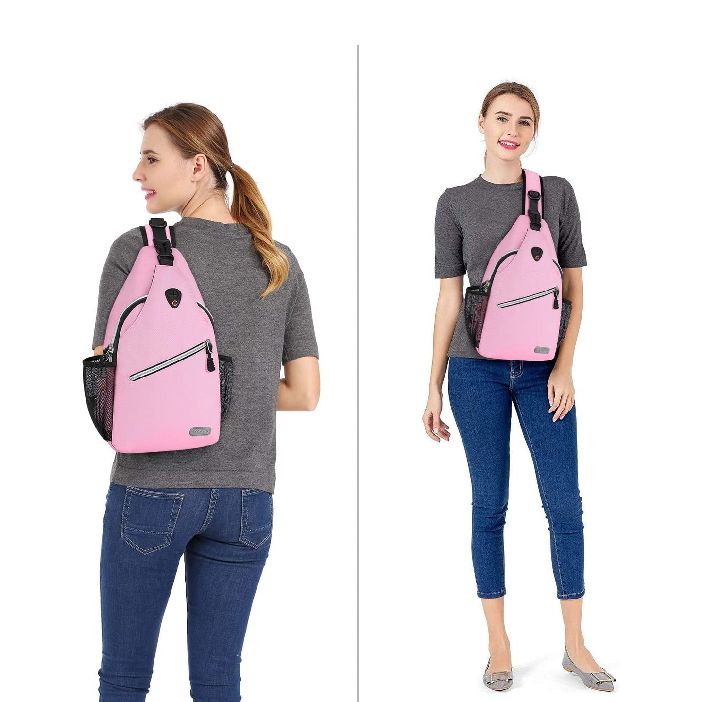MOSISO Sling Backpack, Multipurpose Crossbody Shoulder Bag Travel Hiking Daypack, Airy Blue, Medium