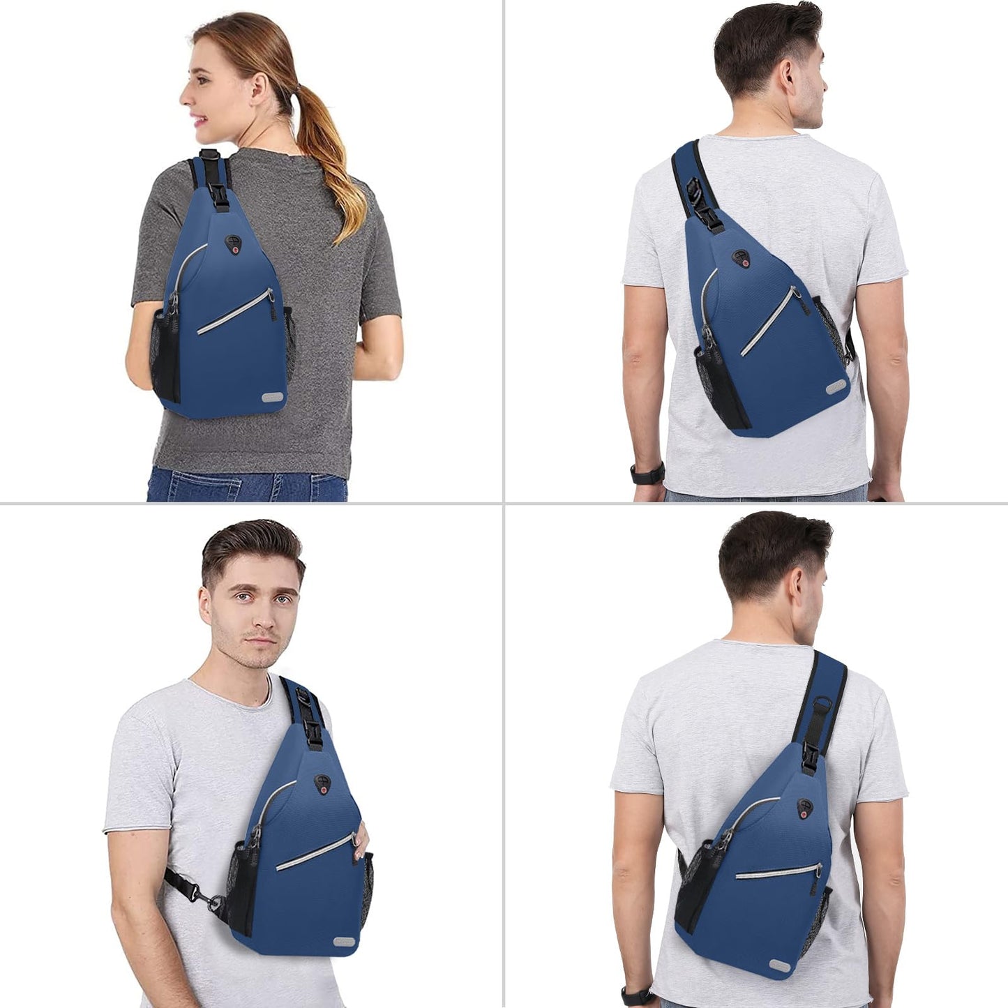 MOSISO Sling Backpack, Multipurpose Crossbody Shoulder Bag Travel Hiking Daypack, Airy Blue, Medium