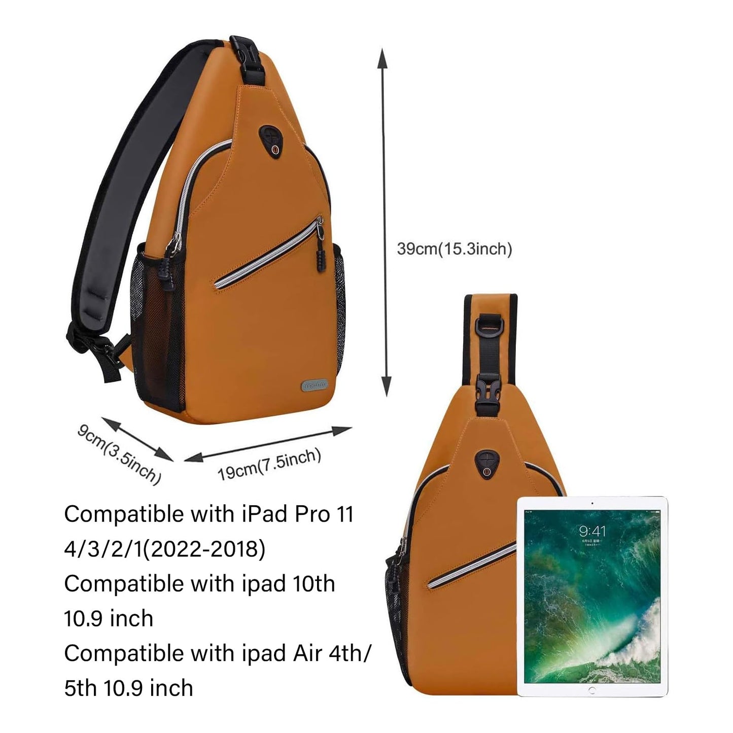 MOSISO Sling Backpack, Multipurpose Crossbody Shoulder Bag Travel Hiking Daypack, Airy Blue, Medium