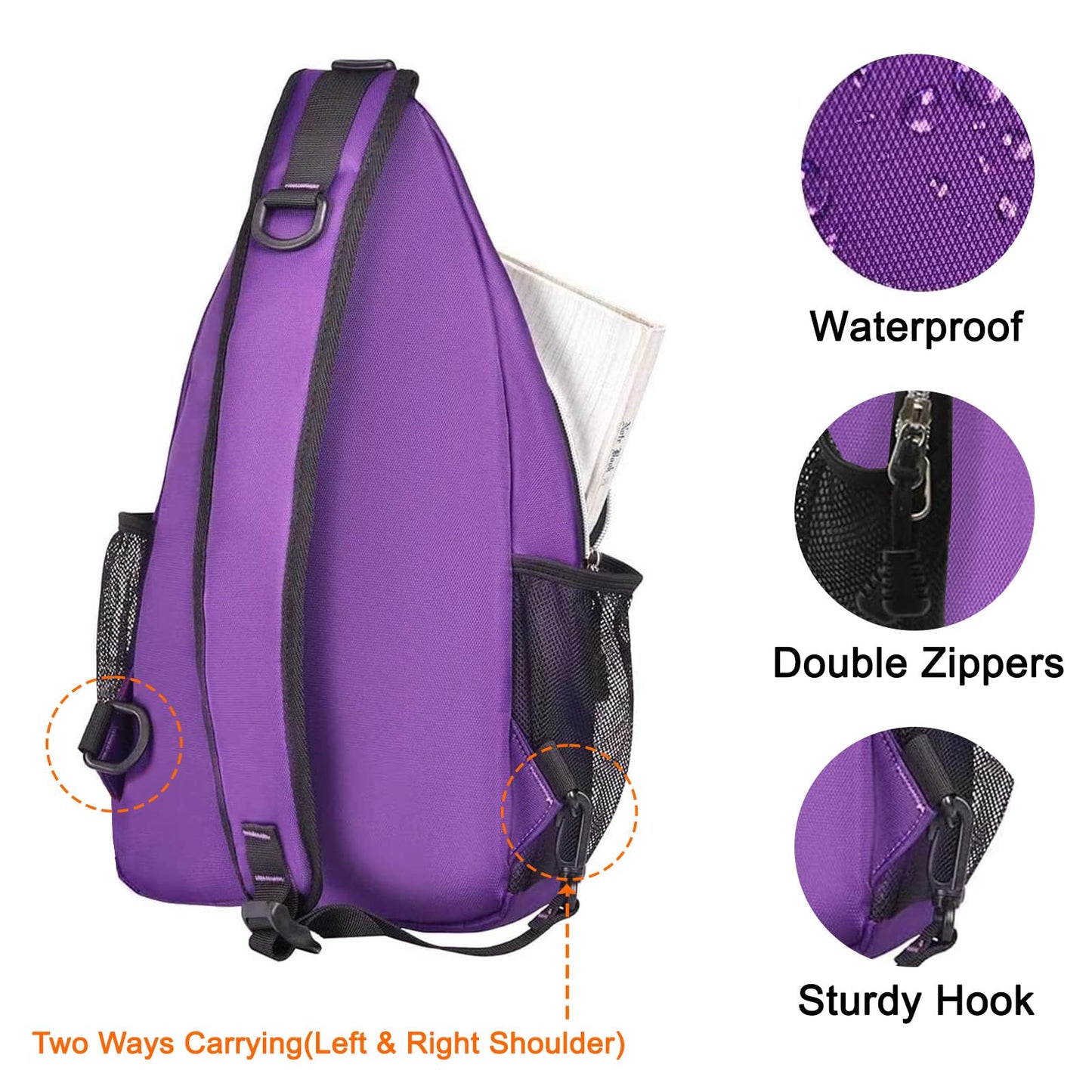MOSISO Sling Backpack, Multipurpose Crossbody Shoulder Bag Travel Hiking Daypack, Airy Blue, Medium