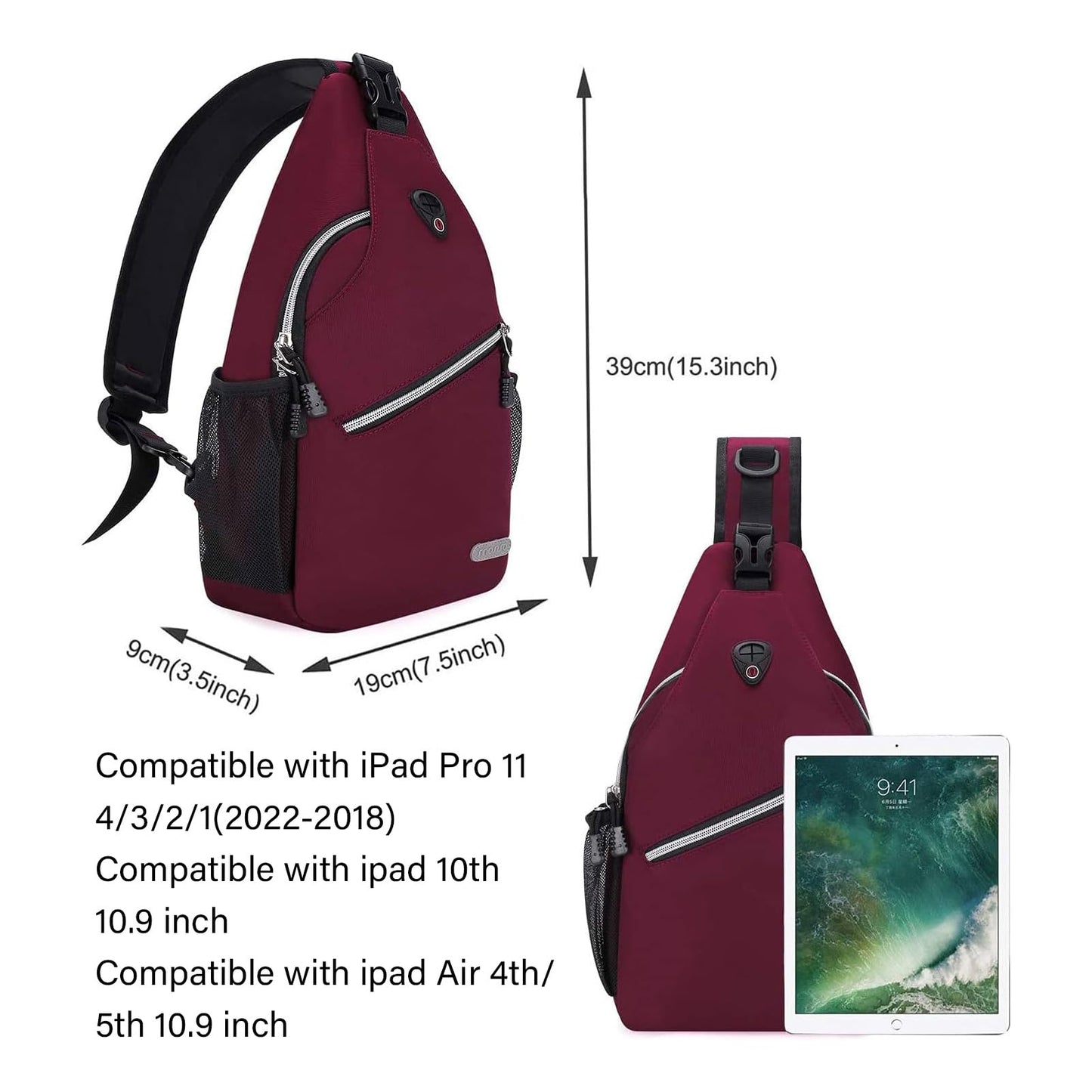 MOSISO Sling Backpack, Multipurpose Crossbody Shoulder Bag Travel Hiking Daypack, Airy Blue, Medium