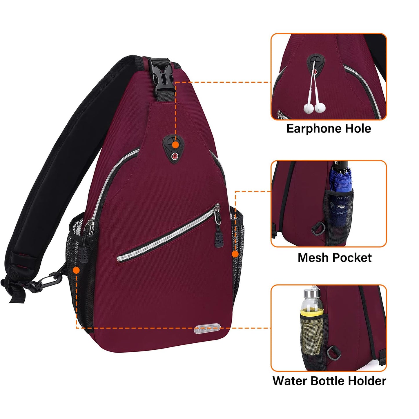 MOSISO Sling Backpack, Multipurpose Crossbody Shoulder Bag Travel Hiking Daypack, Airy Blue, Medium