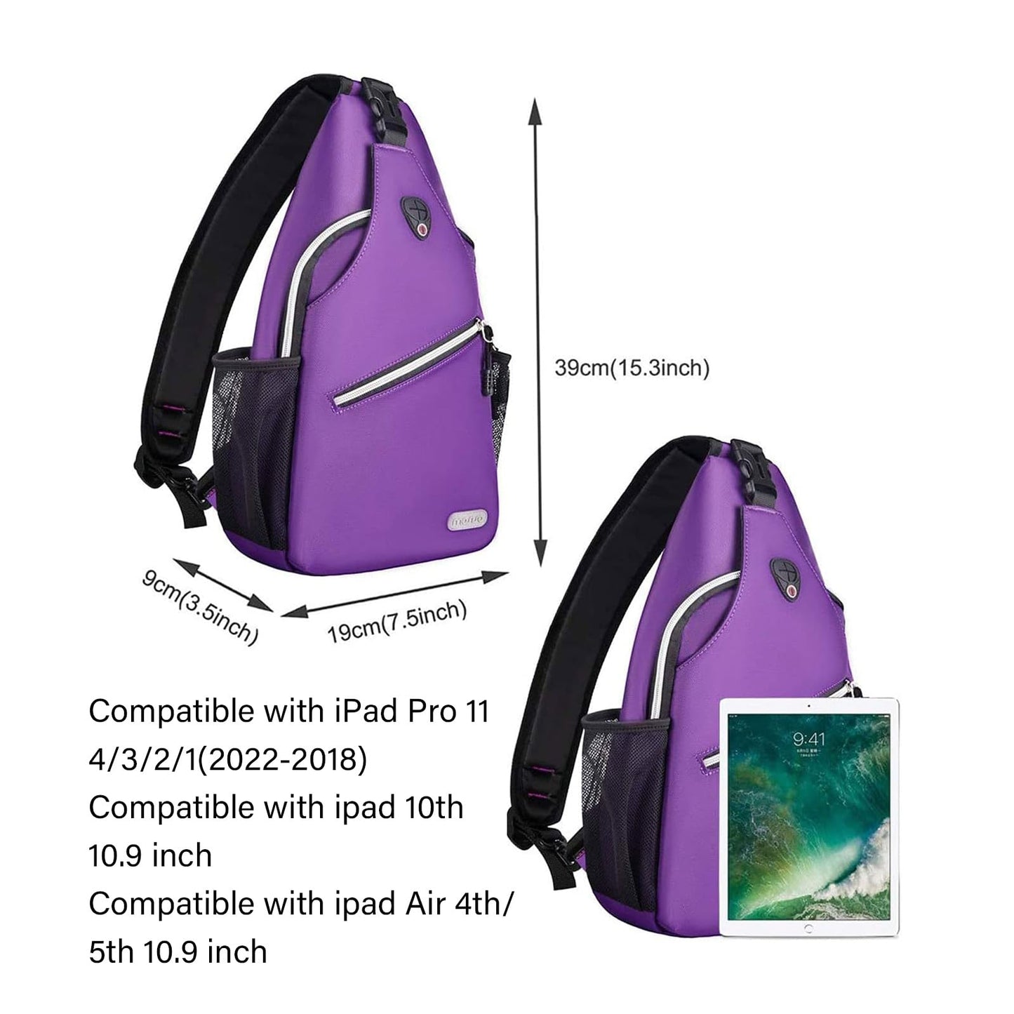 MOSISO Sling Backpack, Multipurpose Crossbody Shoulder Bag Travel Hiking Daypack, Airy Blue, Medium