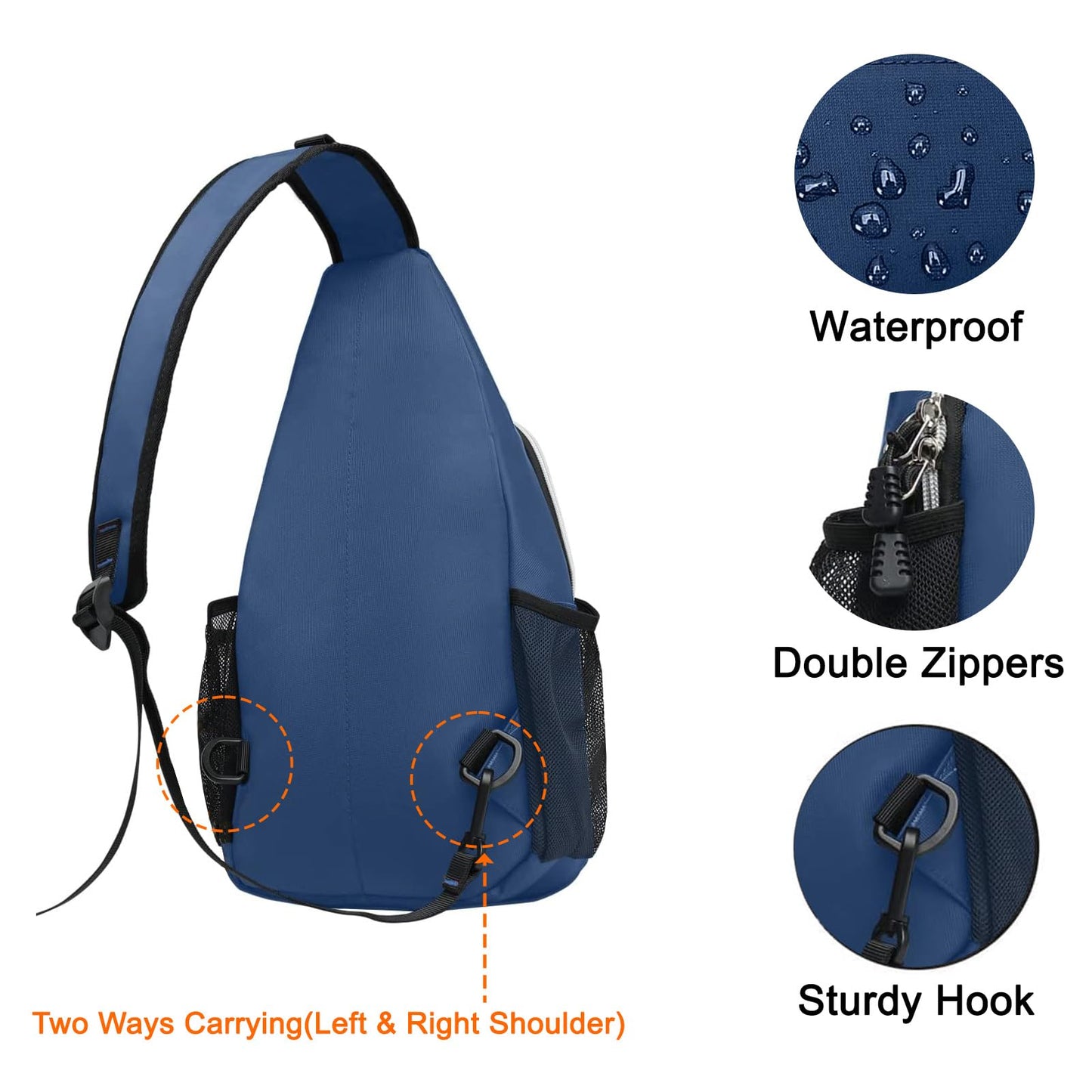 MOSISO Sling Backpack, Multipurpose Crossbody Shoulder Bag Travel Hiking Daypack, Airy Blue, Medium