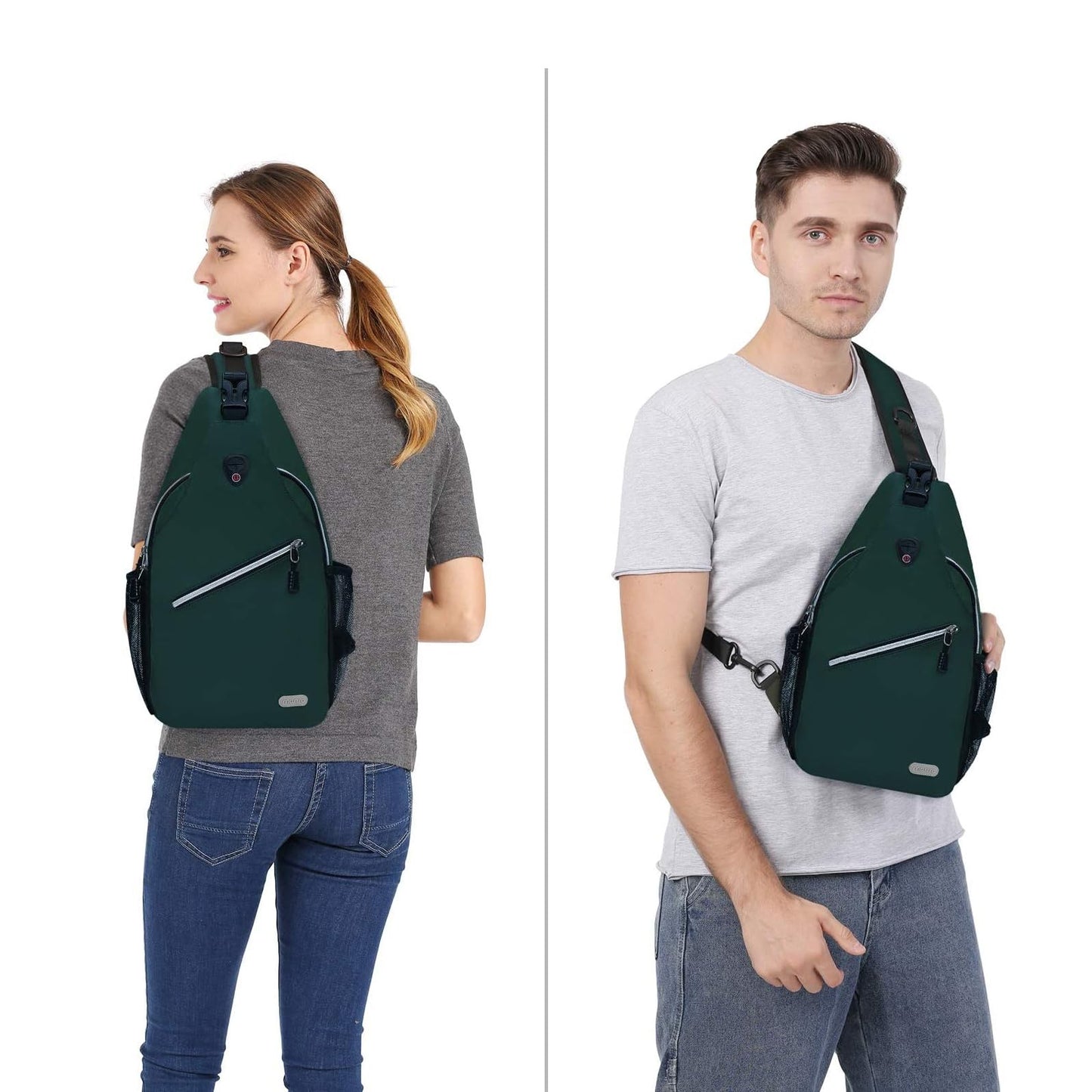 MOSISO Sling Backpack, Multipurpose Crossbody Shoulder Bag Travel Hiking Daypack, Airy Blue, Medium