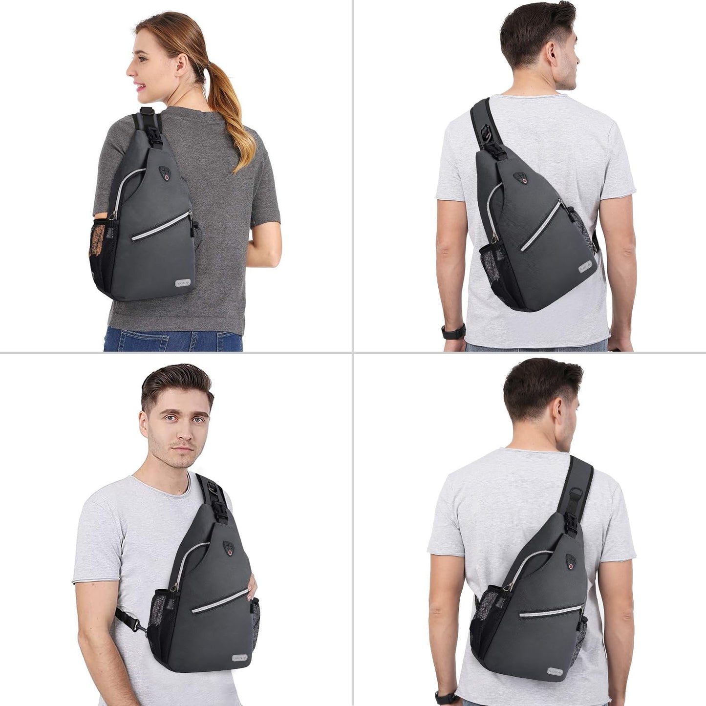 MOSISO Sling Backpack, Multipurpose Crossbody Shoulder Bag Travel Hiking Daypack, Airy Blue, Medium
