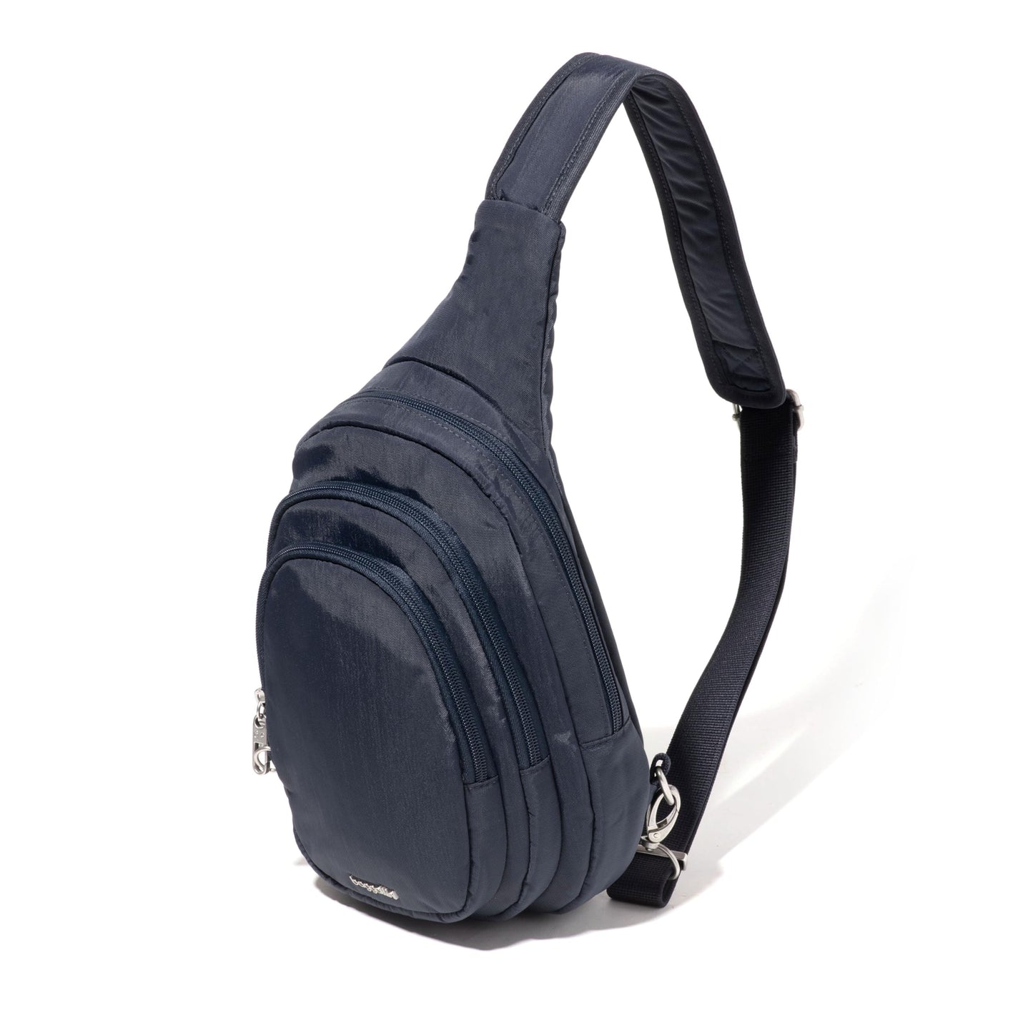 Baggallini Securtex® Anti-Theft Triple Zip Sling - Travel Backpack Sling Bag Crossbody - RFID Wallet Locking Zipper
