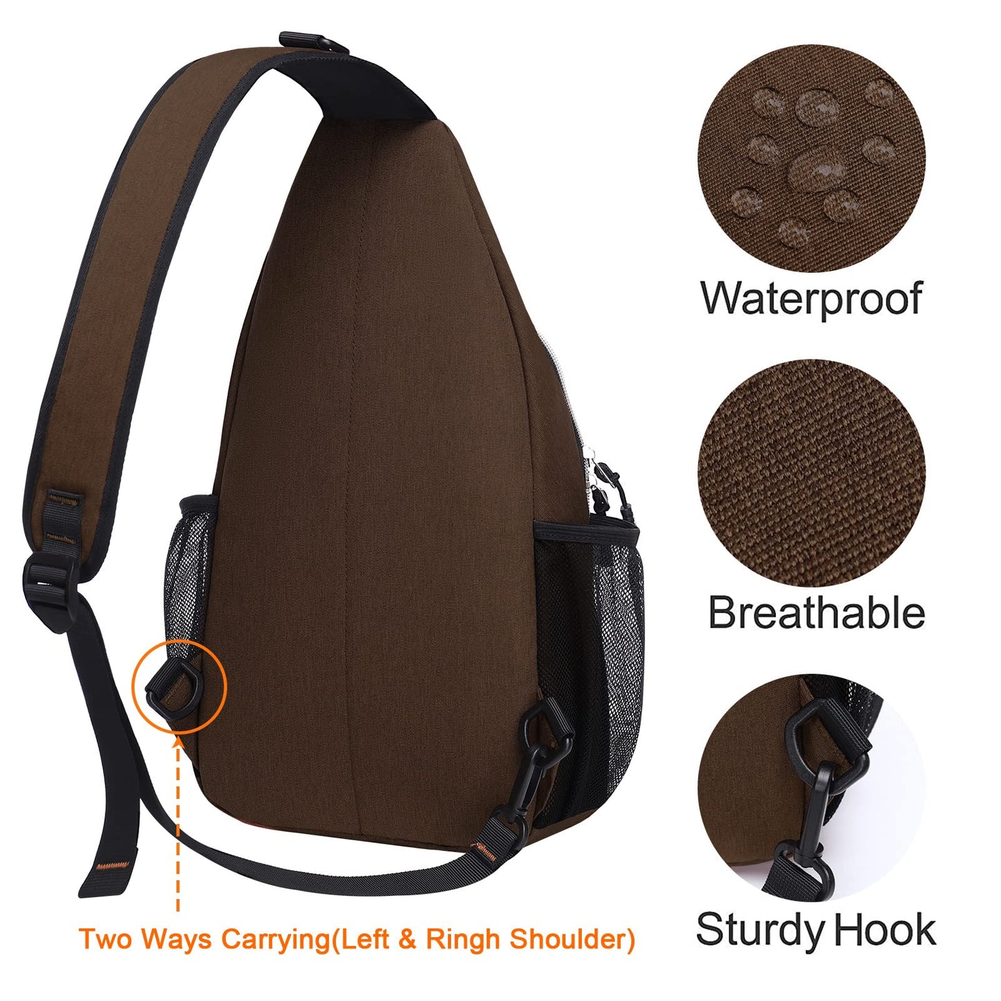 MOSISO Sling Backpack, Multipurpose Crossbody Shoulder Bag Travel Hiking Daypack, Airy Blue, Medium